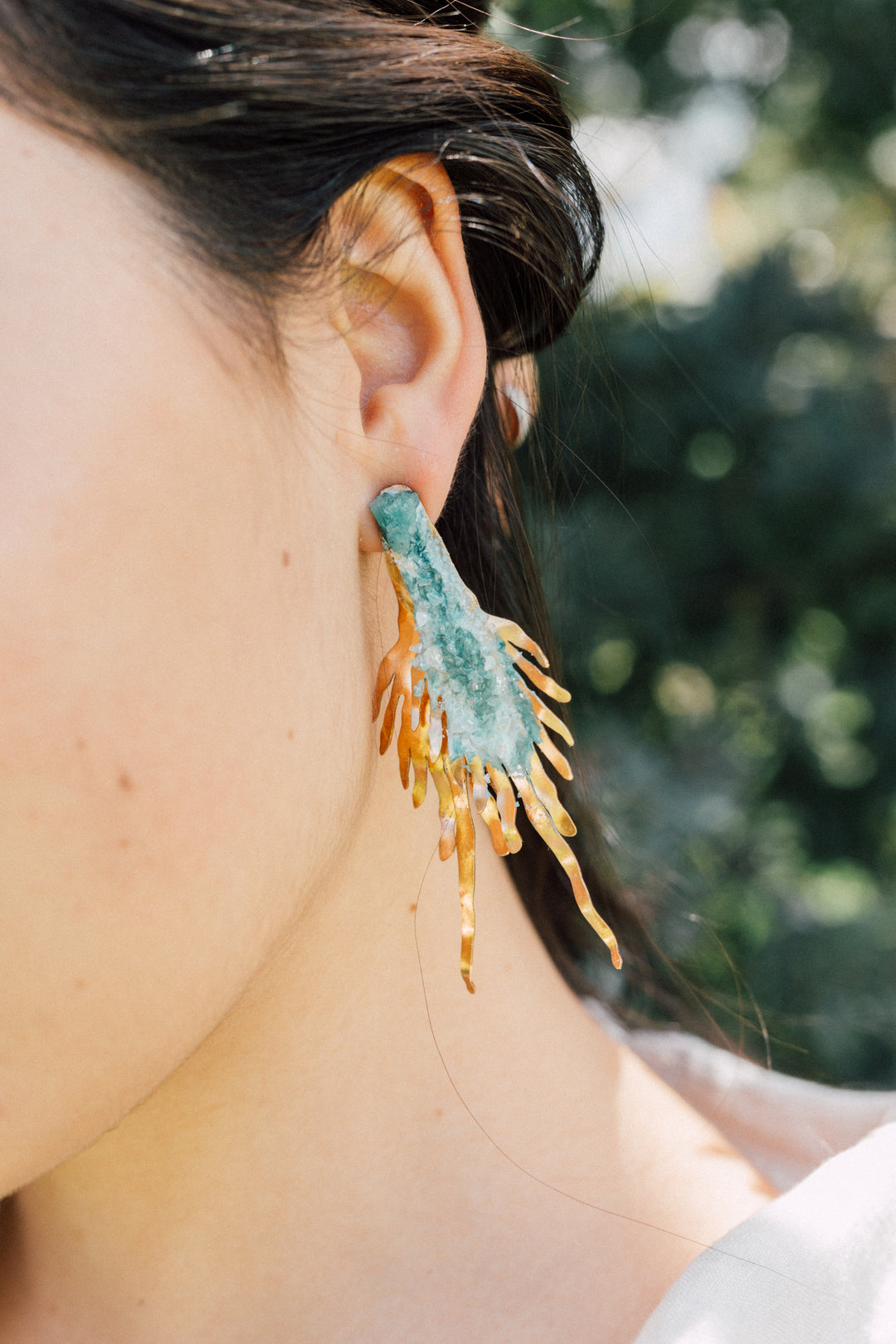 Dos Plumas Esmeralda Aretes - Liefde