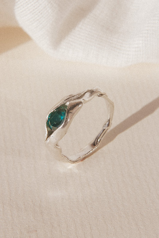 Anillo Vaina Teal Topacio - Talla 6