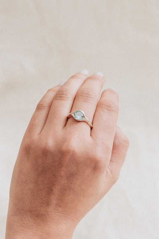 Anillo Vaina Aguamarina - Talla 7