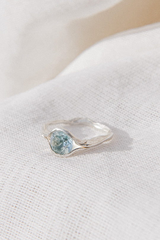 Anillo Vaina Aguamarina - Talla 7